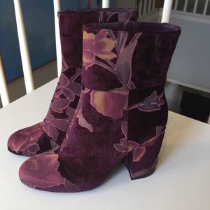 NWT Floral Velvet Booties